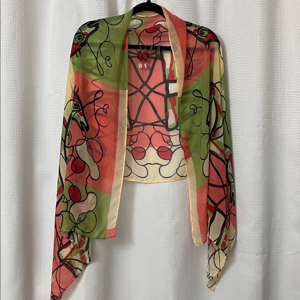 Mother’s Day Gift Easter 3 pc set 2 pairs Earrings Sheer Shawl Scarf Horse Print